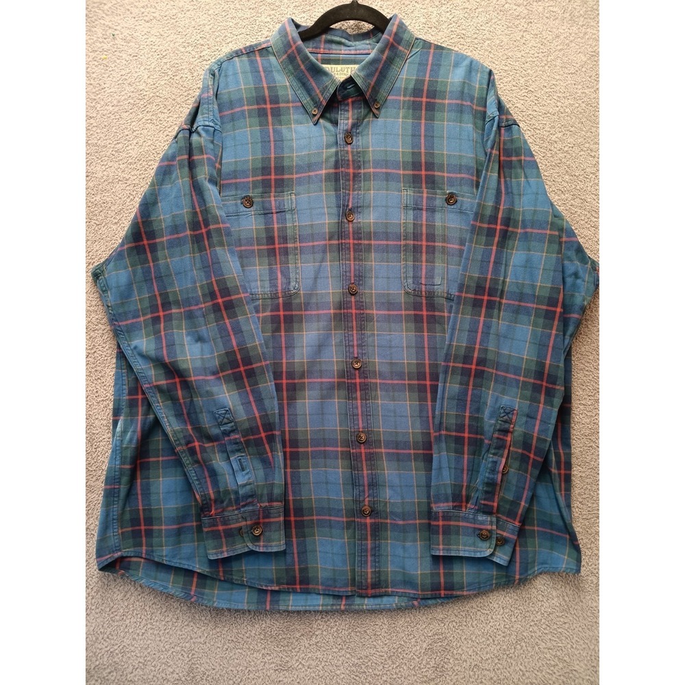 Duluth Trading Co Plaid Flannel‎ Shirt Men 2XL Cotton Button Up